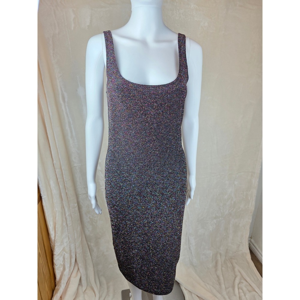 Forever 21 Glitter Sparkle Scoop Neck Tank Dress Womens M Multicolored
